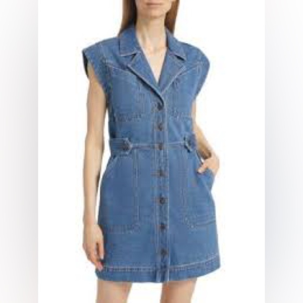 Veronica Beard Indigo Denim Sleeveless Mini Dress
